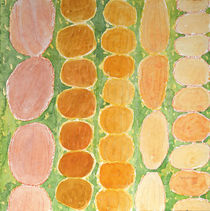 Rows of Round and Reddish Food on Green  by Heidi  Capitaine