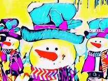 snowman with blue hat and yellow background by timla