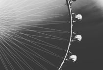 Ferris Wheel with sunset sky background in black and white by timla