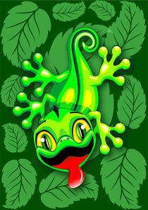 Gecko Lizard Baby Cartoon  by bluedarkart-lem