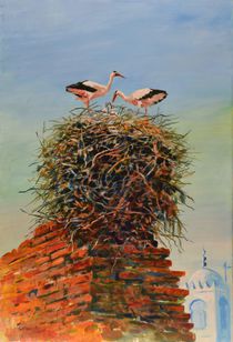 Nesting Storks by Geoff Amos
