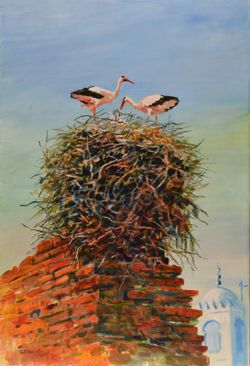 Nesting-storks-ac-on-board-24x36in-x-1
