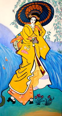 JAPANESE GIRL WITH UNBRELLA by Nora Shepley
