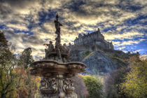 Ross Fountain And Edinburgh Castle by David Pyatt