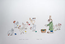 Ostern, Osterhasen, Hühner,Eier, Ladys, bunt von Angelika Wegner