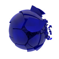 broken cracked blue glass ball by Siarhei Fedarenka