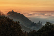 Sonnenaufgang im Siebengebirge mit Nebel von Frank Landsberg