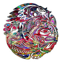 Abstract Eagle Bass and Bear Tribal Art von Blake Robson