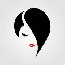 Woman with red lipstick and emo hairstyle  von Shawlin I