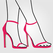 Feet of a lady wearing pink high heels  by Shawlin I