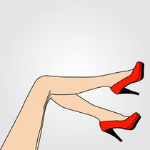 Legs of a woman wearing red stilettos  by Shawlin I