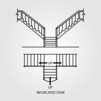 Top view and front view of a bifurcated staircase  by Shawlin I