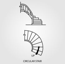 Top view and side view of a circular staircase  by Shawlin I
