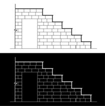 Drawing of a brick stair with stone or marble slab  by Shawlin I