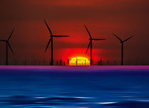 Sunset Wind Farms (Digital Art) von John Wain