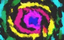 pink blue yellow black and green spiral painting background by timla