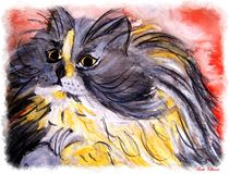 Watercolor Art Cat  by Sandra  Vollmann