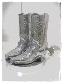 Silver Cowboy Boots by Sandra  Vollmann