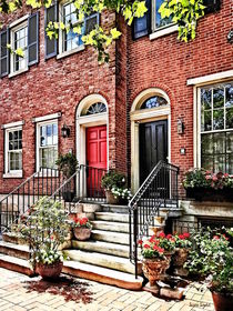 Philadelphia Pa - Townhouse With Red Geraniums von Susan Savad