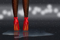 High heels in the rain Nr. 1 in red by Monika Juengling