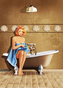 Pin Up Girl und Badezimmer Nostalgie von Monika Juengling