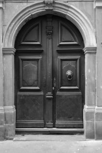Old door with a lion knocker by stephiii