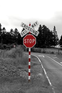 Railway crossing sign -  New Zealand by stephiii