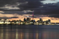 Skyline of Auckland by night by stephiii