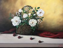 flower basket oil painting by menna yasser