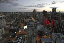 Aerial of Vancouver from the Vancouver Lookout Tower by night by stephiii