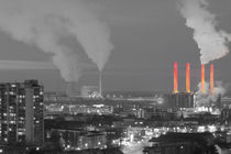 Skyline Wolfsburg mit Kraftwerk, schwarz-weiß by Jens L. Heinrich