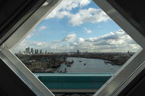 View through a window from the London bridge on a nice winter day by stephiii