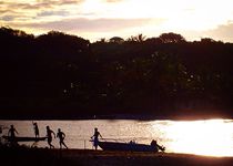 Soccer on the river at sunset - Caraiva, Bahia, Brazil. by Ro Mokka