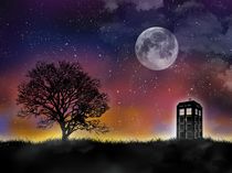 Doctor who tardis night sky art print von Goldenplanet Prints