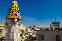 View from the top of palau guell of antoni gaudi in barcelona spain by stephiii