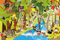 Kinderposter Tiere im Wald / children's poster animals in the forest von sucre-fineart