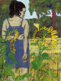 blaues Kleid in Sonnenblumen by Skadi Engeln