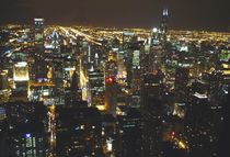 Chicago Night Skyline From Above by Sheryl  Chapman