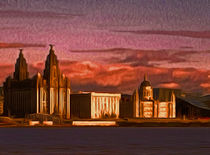 Liverpool Waterfront at Sunset (Digital Art) von John Wain