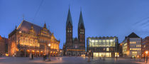 Altes Rathaus mit Dom St. Petri am Marktplatz bei Abenddämmerung, Bremen von Torsten Krüger