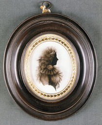 Silhouette of a lady, painted on convex glass by English School