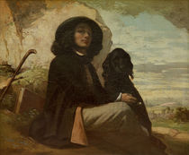 Courbet with his Black Dog von Gustave Courbet
