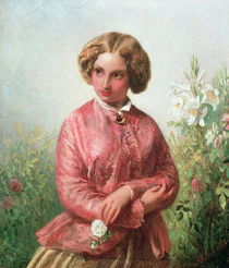 Portrait of a young girl with a rose by Abraham Solomon