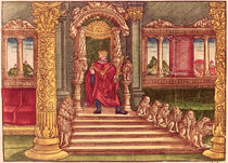 King Solomon on his throne by German School