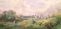Children Running Down a Hill by Myles Birket Foster