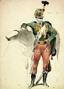 A Hussar of the 9th Regiment by Johan Baptiste Heinefetter