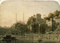Bathing Scene at the Ghat on the Ganges by William Daniell