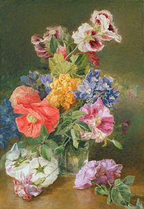 Roses, Poppy and Pelargonia by James Holland