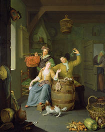 Interior with a couple celebrating by Frans van Mieris