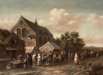 Poultry Market by a Church by Barend Gael or Gaal